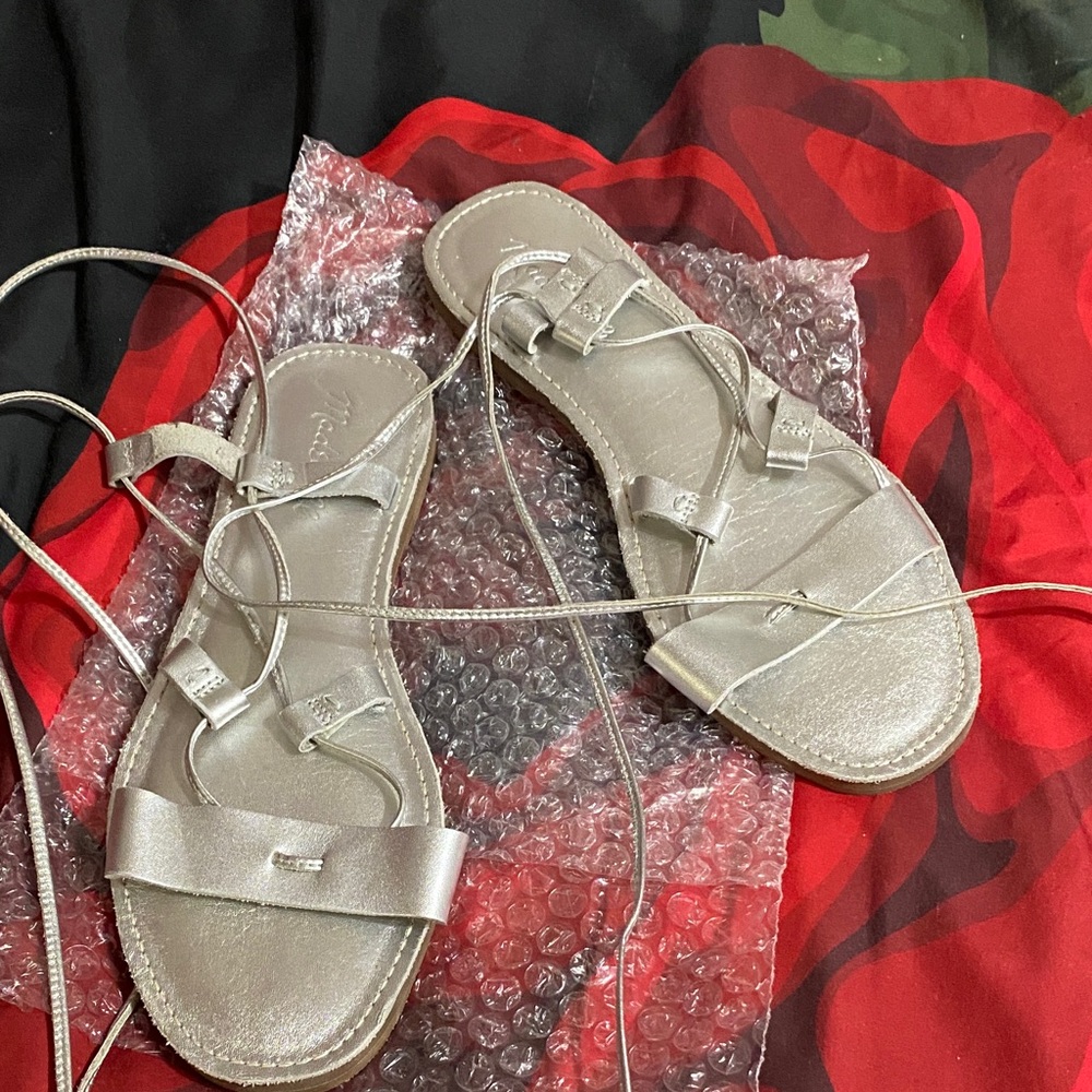 Madewell Metallic Silver Strappy Sandals